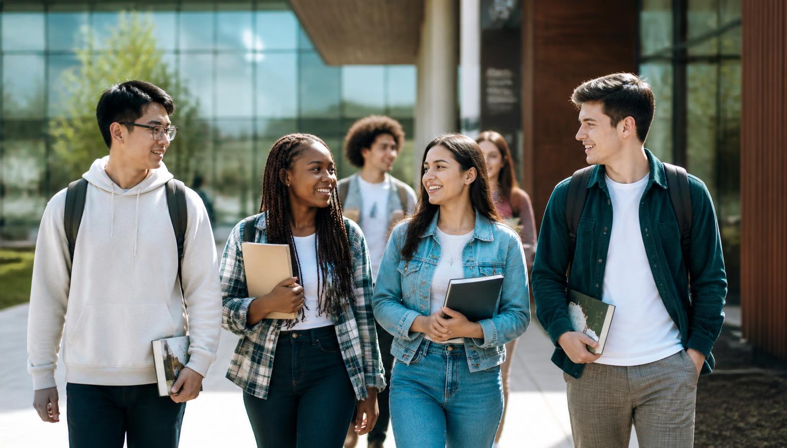 Étudiants internationaux sur le campus d'une université