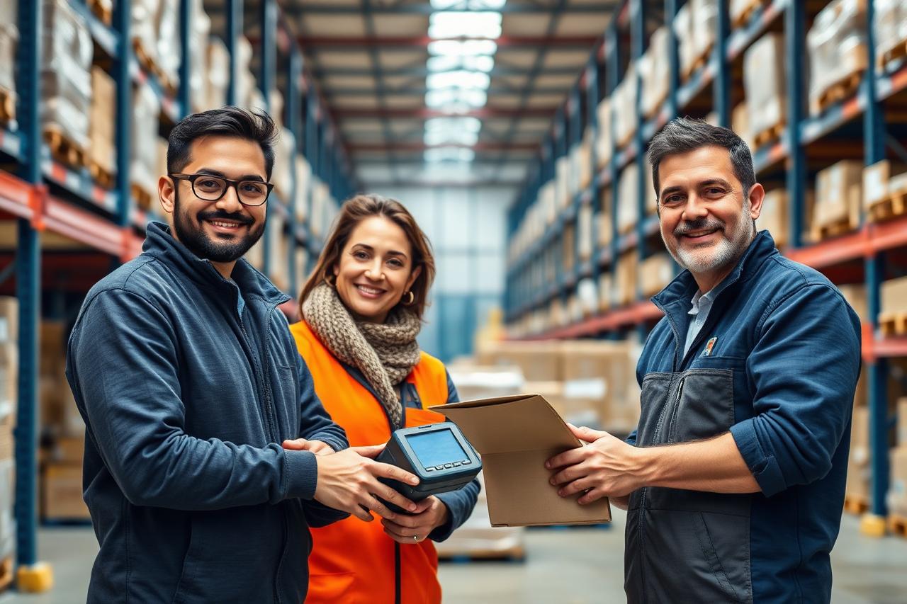 Équipe logistique dans un entrepôt